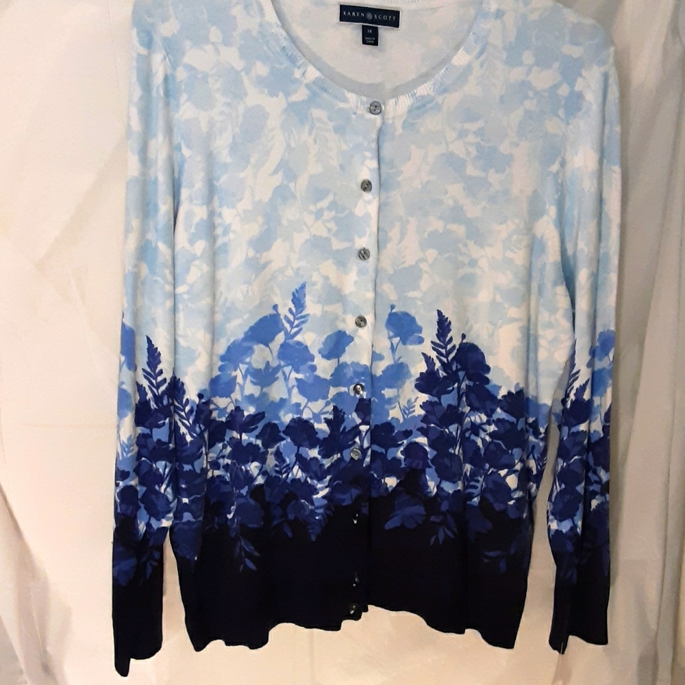 NWT Karen Scott 1X Crewneck Cardigan Sweater